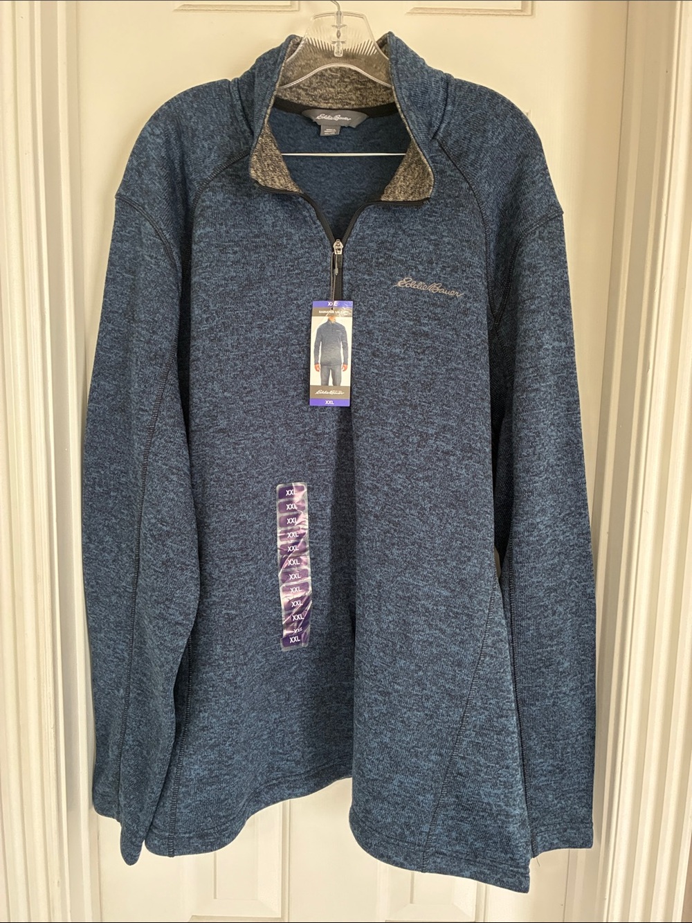 Eddie Bauer Men’s Heather Navy Half-Zip Pullover